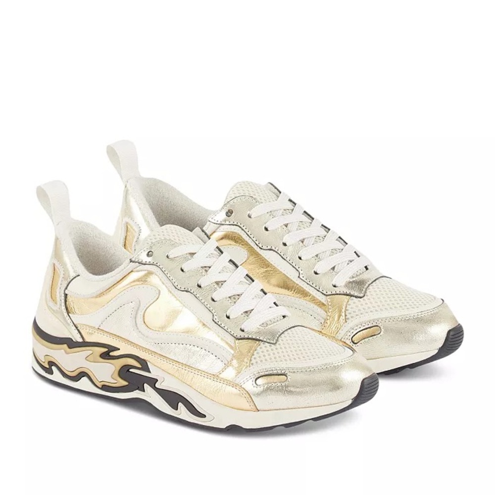 Sandro Metallic Flame Gold and Silver Sneakers